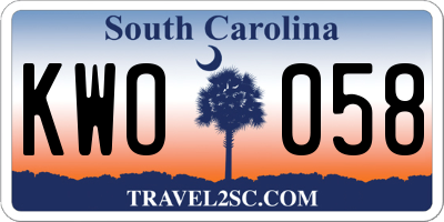 SC license plate KWO058