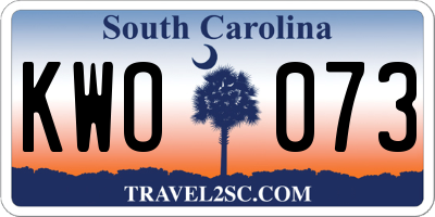SC license plate KWO073