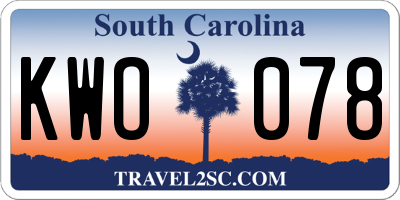 SC license plate KWO078