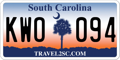 SC license plate KWO094