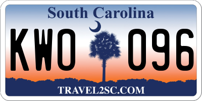 SC license plate KWO096
