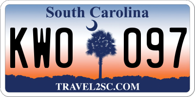 SC license plate KWO097