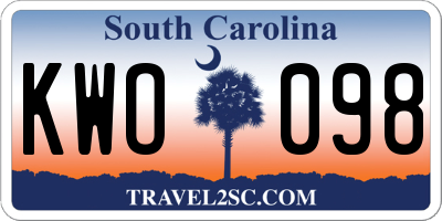 SC license plate KWO098
