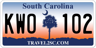 SC license plate KWO102