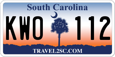 SC license plate KWO112