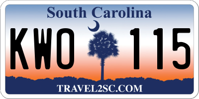 SC license plate KWO115