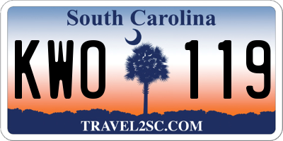 SC license plate KWO119