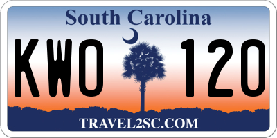 SC license plate KWO120