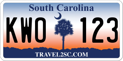 SC license plate KWO123