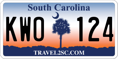 SC license plate KWO124