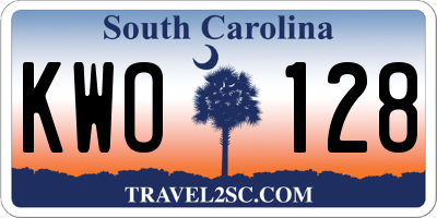 SC license plate KWO128