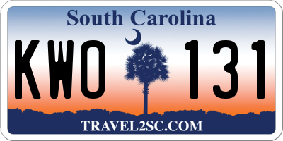 SC license plate KWO131