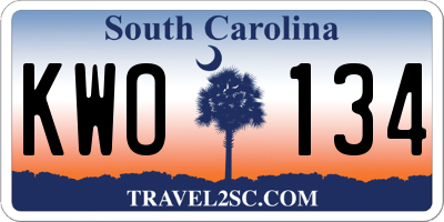 SC license plate KWO134