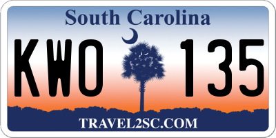 SC license plate KWO135