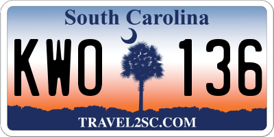 SC license plate KWO136