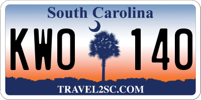 SC license plate KWO140