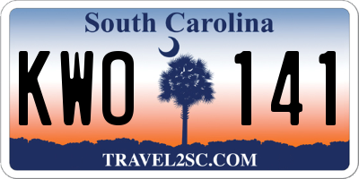 SC license plate KWO141