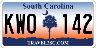 SC license plate KWO142