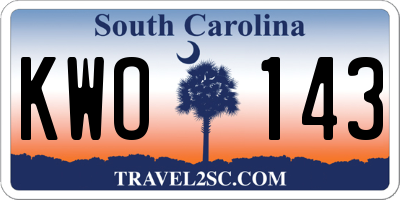 SC license plate KWO143