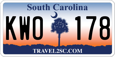 SC license plate KWO178