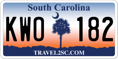 SC license plate KWO182