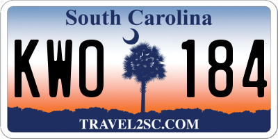 SC license plate KWO184
