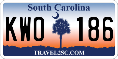 SC license plate KWO186