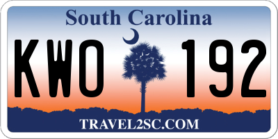 SC license plate KWO192