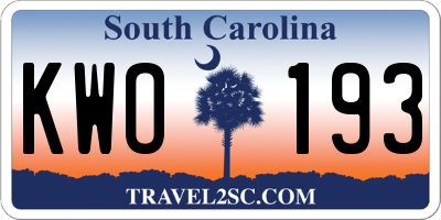 SC license plate KWO193