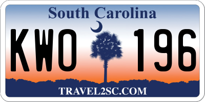 SC license plate KWO196