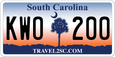 SC license plate KWO200