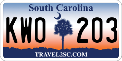 SC license plate KWO203
