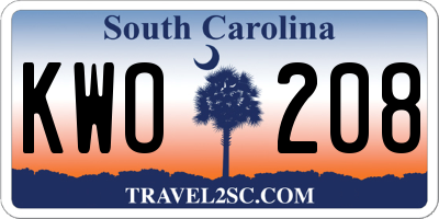 SC license plate KWO208