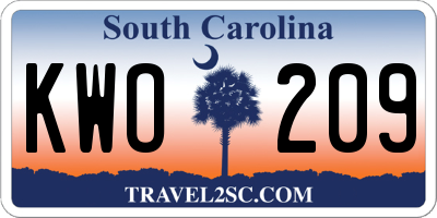 SC license plate KWO209