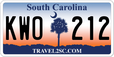 SC license plate KWO212