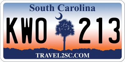 SC license plate KWO213