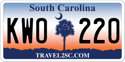 SC license plate KWO220