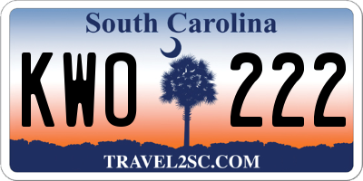 SC license plate KWO222