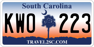 SC license plate KWO223