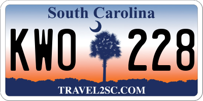 SC license plate KWO228