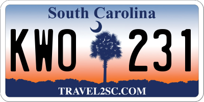 SC license plate KWO231