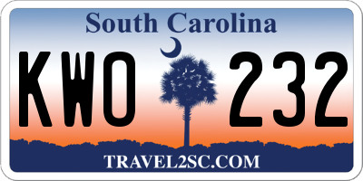 SC license plate KWO232