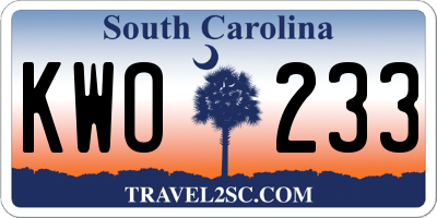 SC license plate KWO233