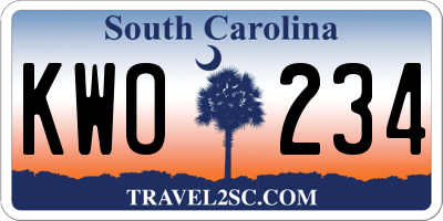 SC license plate KWO234