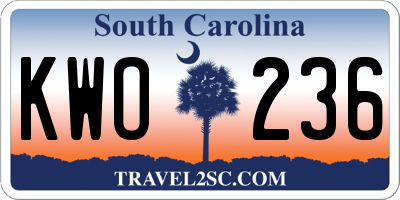 SC license plate KWO236