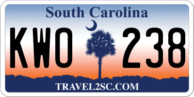 SC license plate KWO238