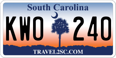 SC license plate KWO240