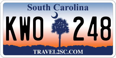 SC license plate KWO248
