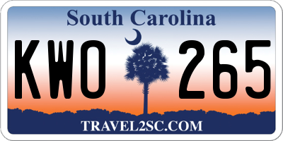 SC license plate KWO265