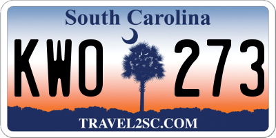 SC license plate KWO273